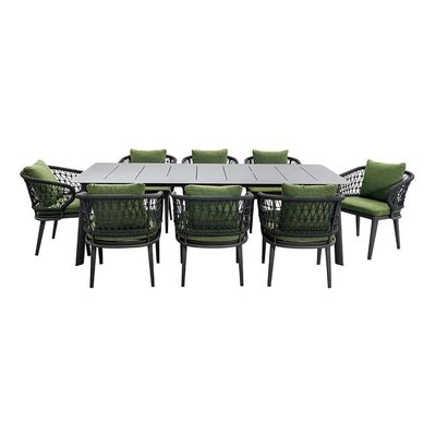 Set de refeições ao ar livre com design de tecelagem de corda e moldura de metal de alumínio da AJUNION
