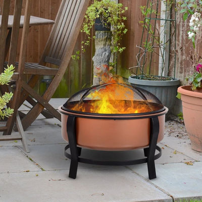 Logotipo personalizado Modern Outdoor Portable Copper-Colored Round Metal Wood Burning Firepit