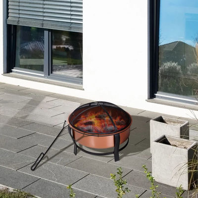 Logotipo personalizado Modern Outdoor Portable Copper-Colored Round Metal Wood Burning Firepit