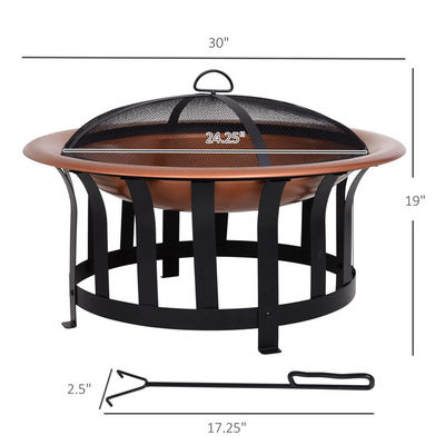 Poço de fogo de madeira de metal redondo perfeito para fogueiras acampar e reuniões ao ar livre