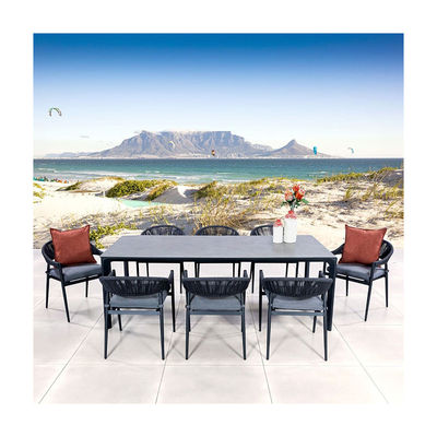 Cadeira de seda de corda Cadeiras de jantar para jardim Moderno grande tamanho 8 assentos Outdoor Set