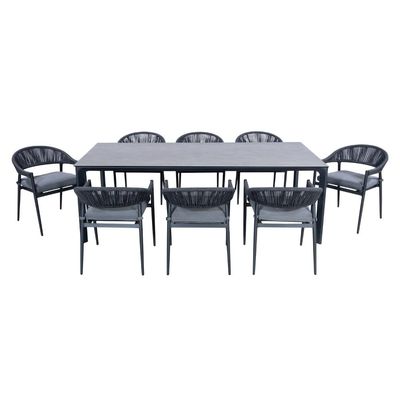 Cadeira de seda de corda Cadeiras de jantar para jardim Moderno grande tamanho 8 assentos Outdoor Set