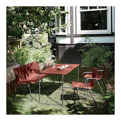 Mobiliário de exterior AJUNION Aço plástico Cadeira de pátio de madeira Loveseat Banco de jardim Poltrona