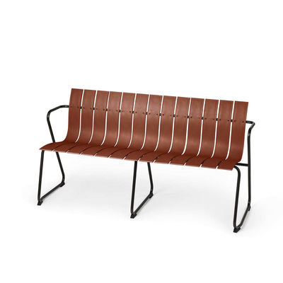 Mobiliário de exterior AJUNION Aço plástico Cadeira de pátio de madeira Loveseat Banco de jardim Poltrona