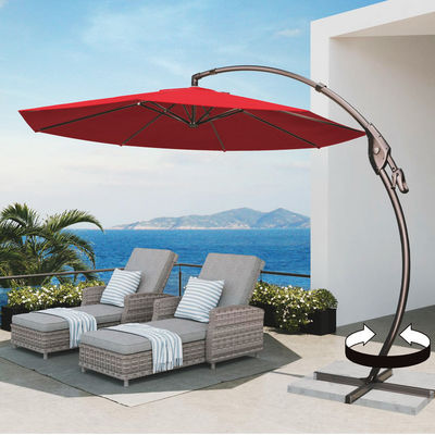 Área de jardim de pátio de alumínio curvo Cantilever S forma banana guarda-chuva guarda-chuvas com base
