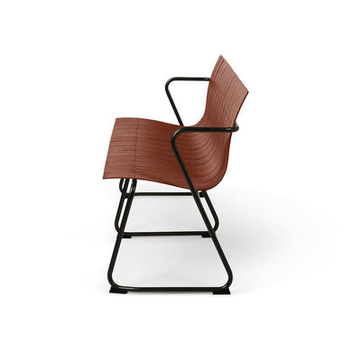 Mobiliário de exterior AJUNION Aço plástico Cadeira de pátio de madeira Loveseat Banco de jardim Poltrona