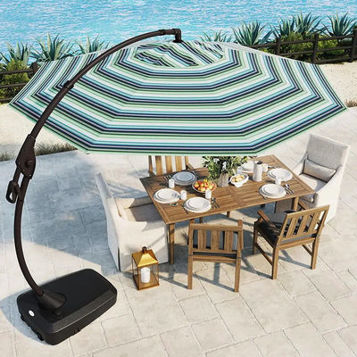 Área de jardim de pátio de alumínio curvo Cantilever S forma banana guarda-chuva guarda-chuvas com base