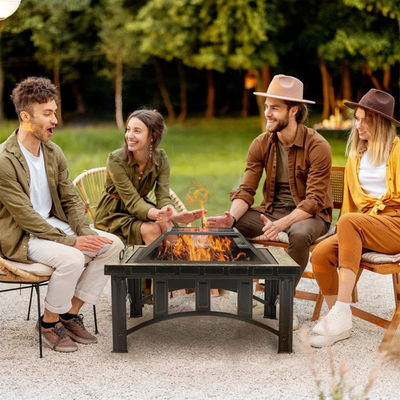 Jardim Patio Jardim fogueira Camping Fogo Poço com balde de gelo e Grill de carvão