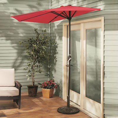 Bistro Jardim ao ar livre Patio Crank Hand Lift guarda-chuva 9*4.5*7.87 FT Semi-redonda sombra de sol