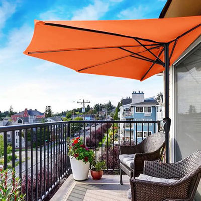 Bistro Jardim ao ar livre Patio Crank Hand Lift guarda-chuva 9*4.5*7.87 FT Semi-redonda sombra de sol