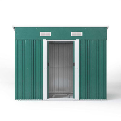 Rod Proof AJUNION 4x6ft Garden Shed Porta Deslizante Dupla Metal de armazenamento Shed para Ferramentas Bike