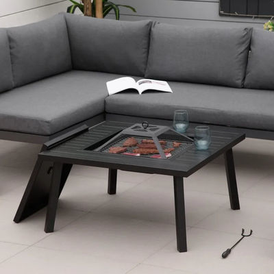 Relaxe no estilo Quadrado Cerâmica de madeira queima fogueira mesa para pátio jardim jardim acampamento