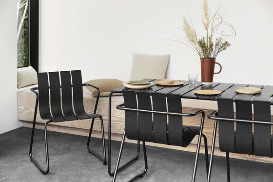Metal Steel Garden Chair Set com Design Minimalista Poltrona de Madeira de Plástico da AJUNION