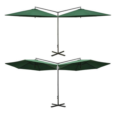 Tecido Metálico Restaurante ao ar livre Hotel Patio Café Jardim Impermeável Banana Suspensa Double Parasol Guarda-sol