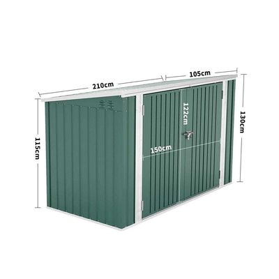 Shed de armazenamento do Countyard AJUNION 7ft Steel Metal Bike Shed com porta fechável e ventilação