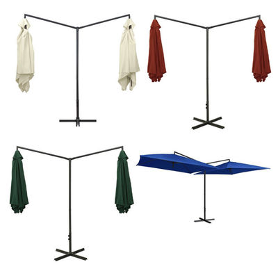 Tecido Metálico Restaurante ao ar livre Hotel Patio Café Jardim Impermeável Banana Suspensa Double Parasol Guarda-sol