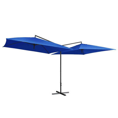 Tecido Metálico Restaurante ao ar livre Hotel Patio Café Jardim Impermeável Banana Suspensa Double Parasol Guarda-sol
