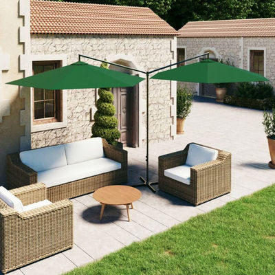 Tecido Metálico Restaurante ao ar livre Hotel Patio Café Jardim Impermeável Banana Suspensa Double Parasol Guarda-sol