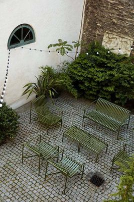 AJUNION Mobiliário de exterior de metal Quadrilha de pátio minimalista Quadrilha de salão de aço para jardim