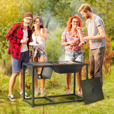 Jardim ao ar livre 4 em 1 Chaminé de madeira de metal Chaminé de gelo refrigerador de balde de carvão Grill BBQ