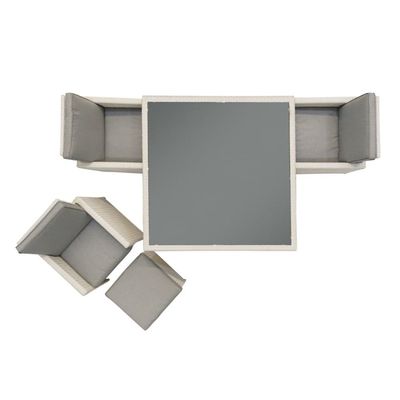 AJUNION Mobiliário de Jantar Exterior de Ratan PE Conjunto para 4 lugares Mobiliário de Jardim Compacto