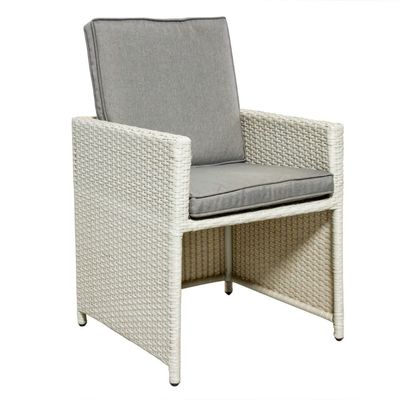 AJUNION Mobiliário de Jantar Exterior de Ratan PE Conjunto para 4 lugares Mobiliário de Jardim Compacto