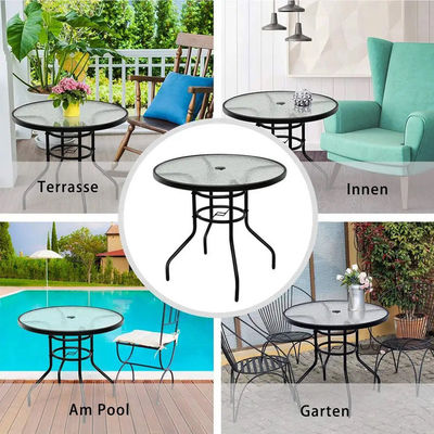 Balcão Jardim Mobiliário de lazer Metal Vidro temperado Quadrado Redondo Mesa de café