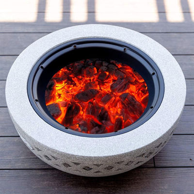 3 em 1 Fogo de madeira redonda Chaminé Carvão de madeira Grill BBQ Mesa para Metal pátio exterior