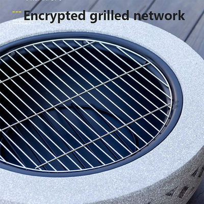 3 em 1 Fogo de madeira redonda Chaminé Carvão de madeira Grill BBQ Mesa para Metal pátio exterior