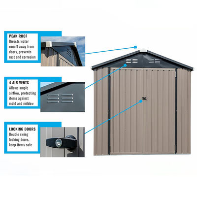 Cadeira de armazenamento de aço para quintal AJUNION 6x4 Casa de ferramentas galvanizadas ao ar livre
