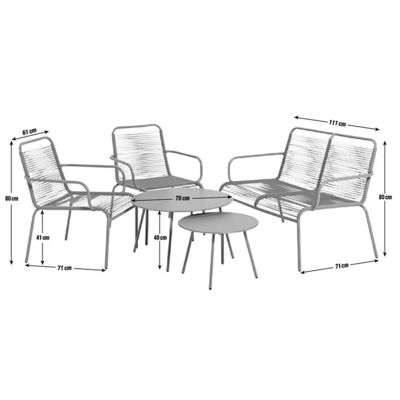 Villa AJUNION 4 lugares Mobiliário de jardim de metal Balcão Patio Set Bistro Set Set de aço