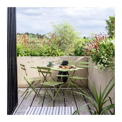AJUNION 4 assentos Metal Patio Set De Jardim De Aço Set De Mesa E Cadeira Plegaveis Set Bistro Exterior