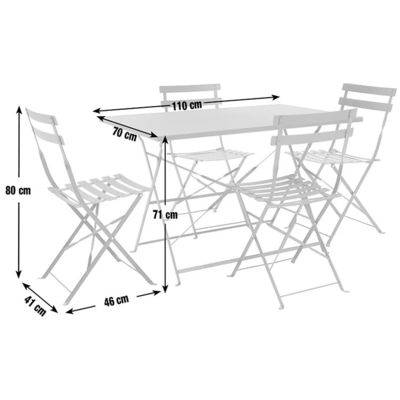 AJUNION 4 assentos Metal Patio Set De Jardim De Aço Set De Mesa E Cadeira Plegaveis Set Bistro Exterior