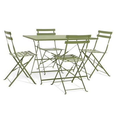 AJUNION 4 assentos Metal Patio Set De Jardim De Aço Set De Mesa E Cadeira Plegaveis Set Bistro Exterior