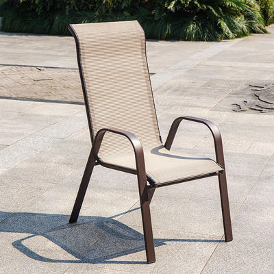 Mobiliário de lazer para o exterior Cadeira de metal Teslin Mesh para jardim Balcão Patio Café