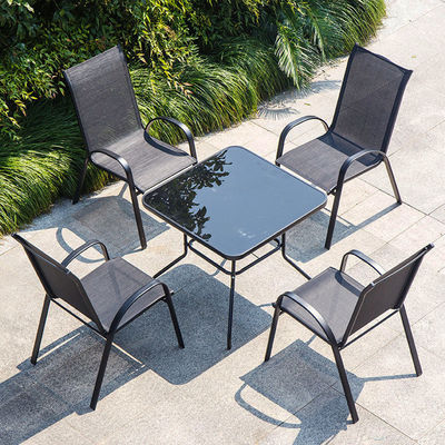 Mobiliário de lazer para o exterior Cadeira de metal Teslin Mesh para jardim Balcão Patio Café