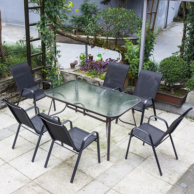 Mobiliário de lazer para o exterior Cadeira de metal Teslin Mesh para jardim Balcão Patio Café