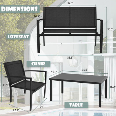 Peso do produto 50,66 lb. Modern Steel Garden Furniture Set para entretenimento ao ar livre