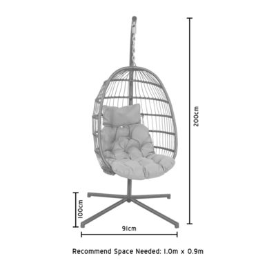 Quadro de aço W100xL95xH200cm Patio Garden Swing Hanging Chair para relaxamento ao ar livre