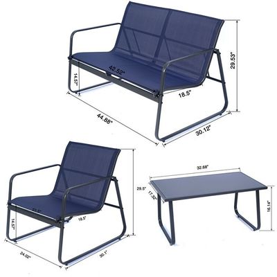 Forte e elegante AJUNION 4 peças mobiliário de exterior Metal de aço jardim conjunto para pátio