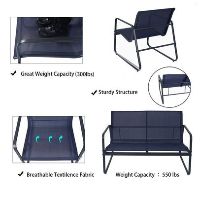 Forte e elegante AJUNION 4 peças mobiliário de exterior Metal de aço jardim conjunto para pátio