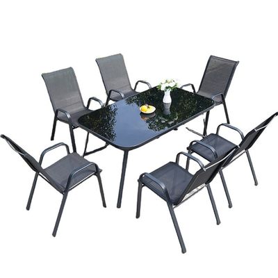 Mesa e cadeira de vidro de metal nórdico para pátio exterior jardim varanda restaurante café