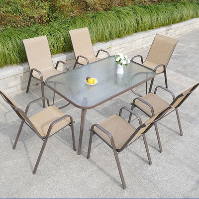 Mesa e cadeira de vidro de metal nórdico para pátio exterior jardim varanda restaurante café