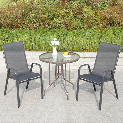 Mesa e cadeira de vidro de metal nórdico para pátio exterior jardim varanda restaurante café