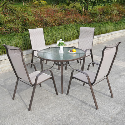 Mesa e cadeira de vidro de metal nórdico para pátio exterior jardim varanda restaurante café