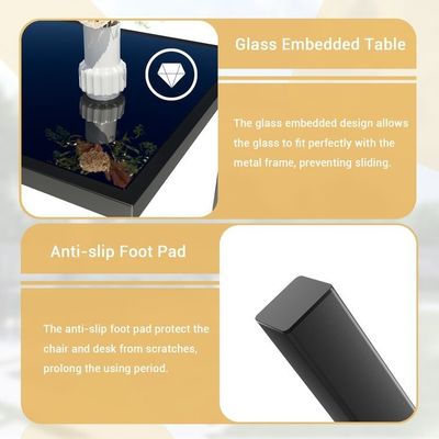 Moderno e elegante AJUNION 4 peças de aço Mobiliário de jardim Sofá com mesa de café