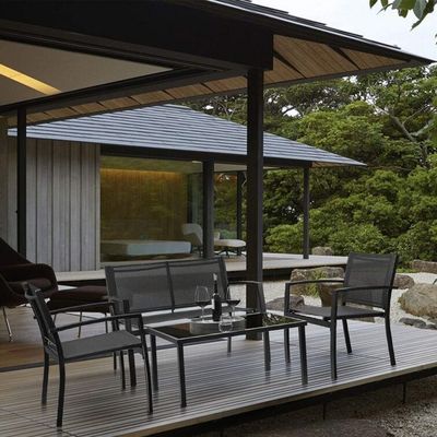 Moderno e elegante AJUNION 4 peças de aço Mobiliário de jardim Sofá com mesa de café