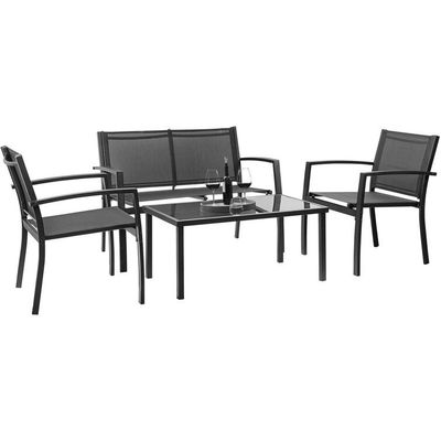 Moderno e elegante AJUNION 4 peças de aço Mobiliário de jardim Sofá com mesa de café