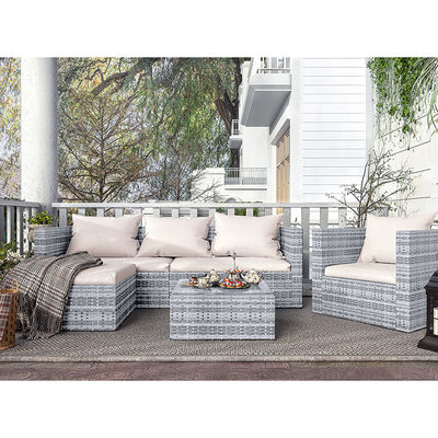 Embalagem de correio Y AJUNION Sofá de jardim Wicker Rattan Set Mobiliário exterior Seccional