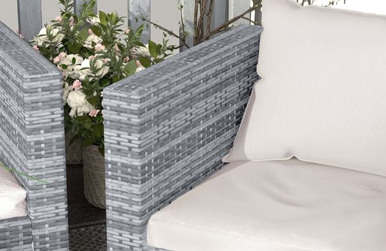Embalagem de correio Y AJUNION Sofá de jardim Wicker Rattan Set Mobiliário exterior Seccional